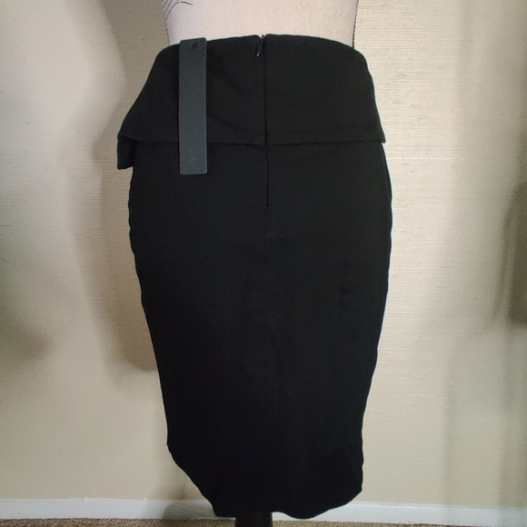🆕 Aryn K Black Asymmetric Peplum midi envelope Skirt office business casual (S) - Picture 3 of 9